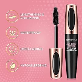 Neenoxtub 4D Silk Fiber Lash Mascara, Lengthening and Thick, Long Lasting, Waterproof & Smudge-Proof, Hypoallergenic Formula 2 Pack Black