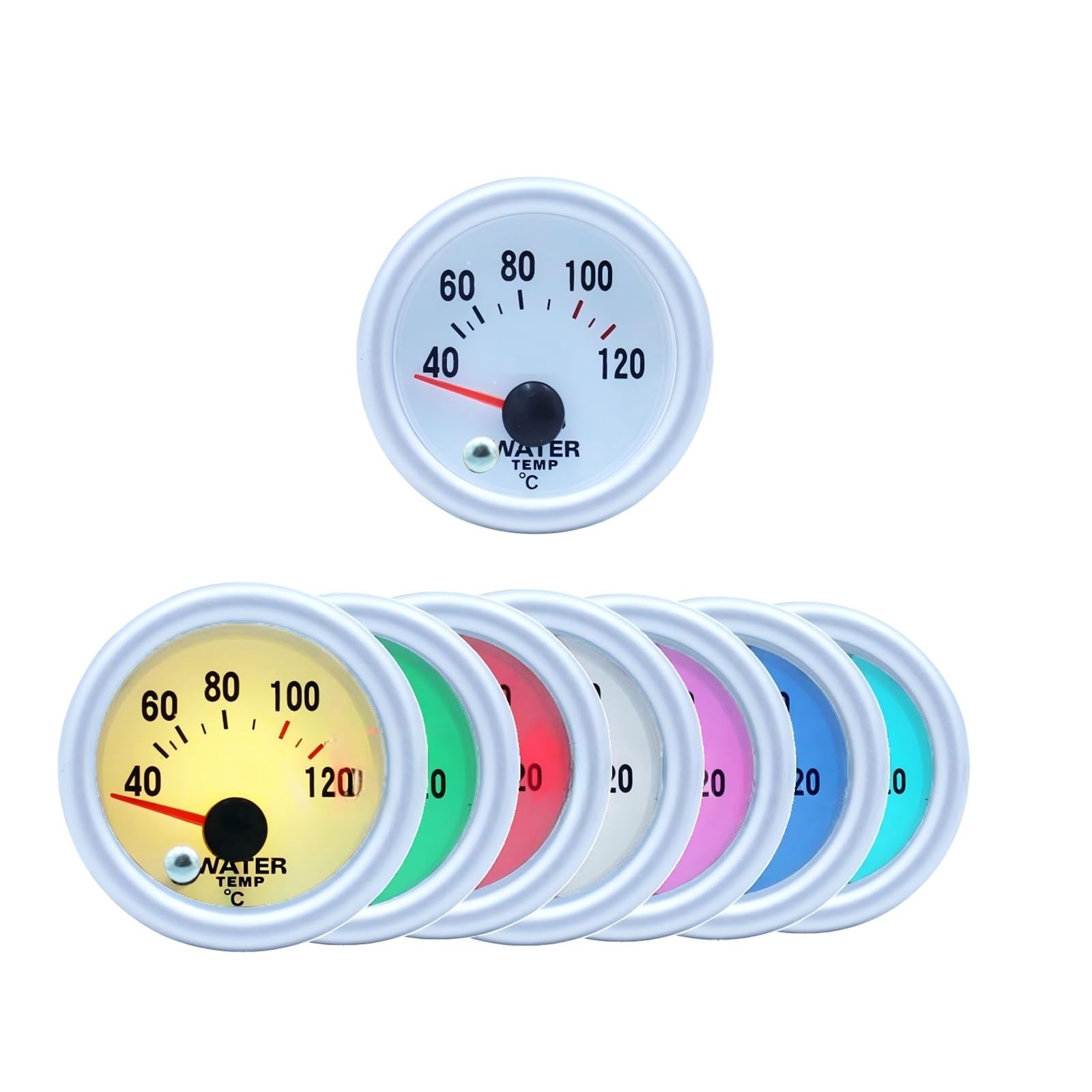 Puntero de modificación coche, medidor temperatura aceite, presión, voltaje, 52mm, 2 pulgadas, siete colores Prueba(BAR OIL PRESS)