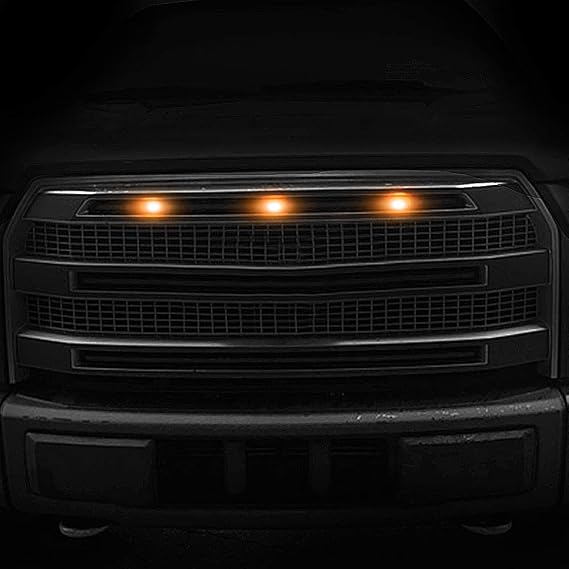 BASIKER Front Grille Lights for 2004-2019 Ford F150 F250 F350, 3 Pack Amber