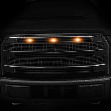 BASIKER Front Grille Lights for 2004-2019 Ford F150 F250 F350, 3 Pack Amber