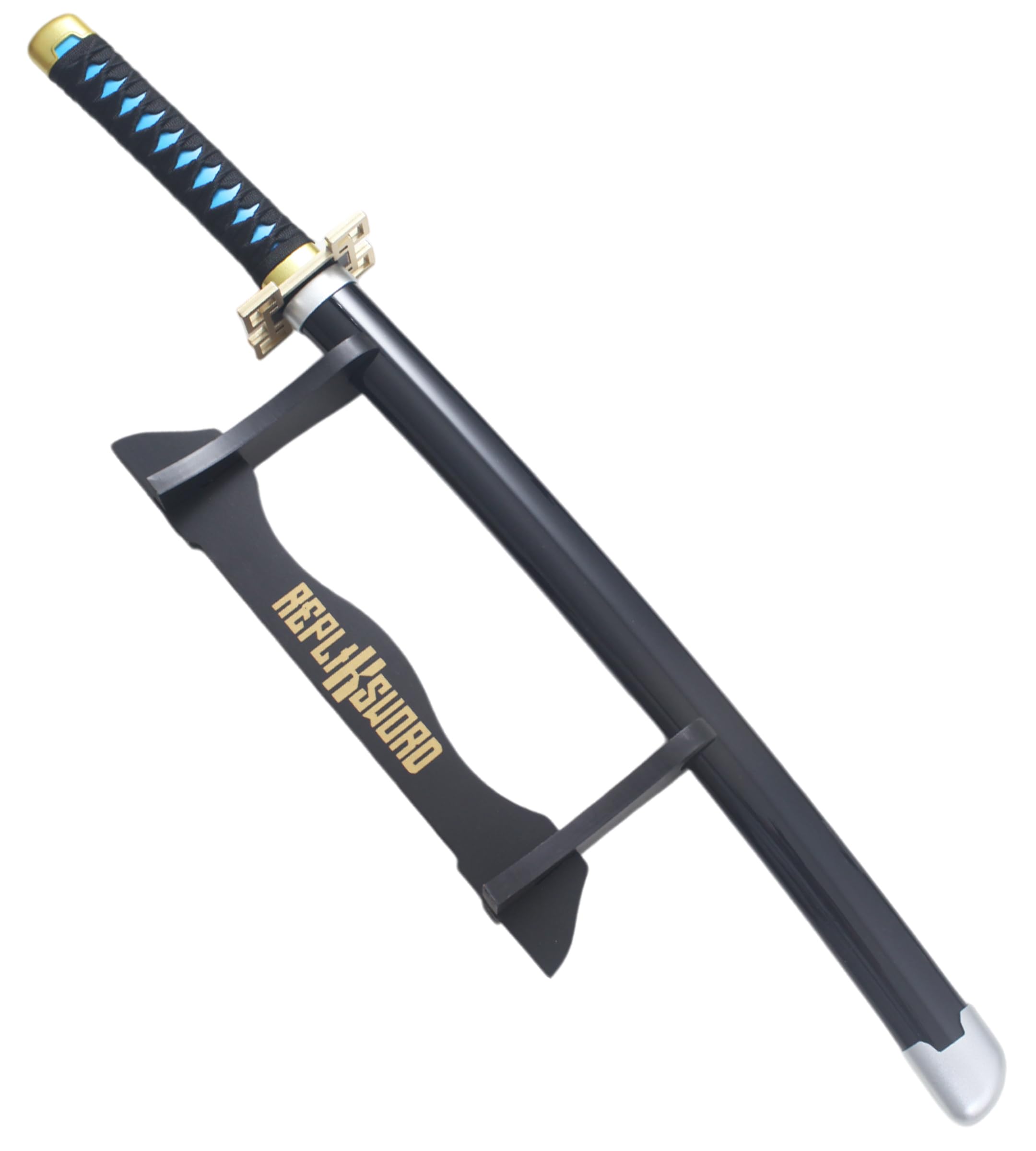 Muichiro Tokito Katana en Bois Lame Decoration Epee Sabre Cosplay - 80cm + Presentoir Inclus