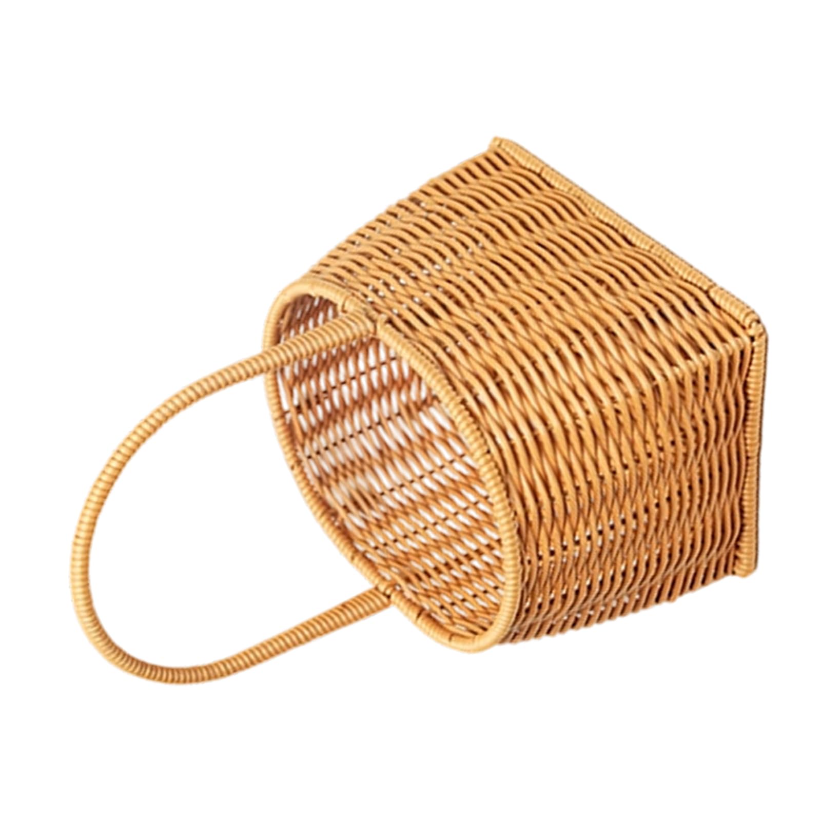 ordinarYone Stylish Woven Storage Basket Cupboard Organizers For Snacks Fruits Picnics Decors Sturdy PP Materials Bin With Handles