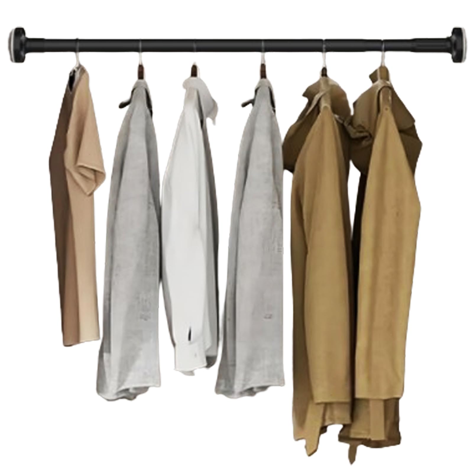 Extendable Clothes Rail for Wardrobe, 110-190cm Adjustable Clothes Rail Pole, Telescopic Carbon Steel Tension Rods for Curtains Hanging Clothes, Hanger Rail Rod for Wardrobe Trousers Clothing Storage