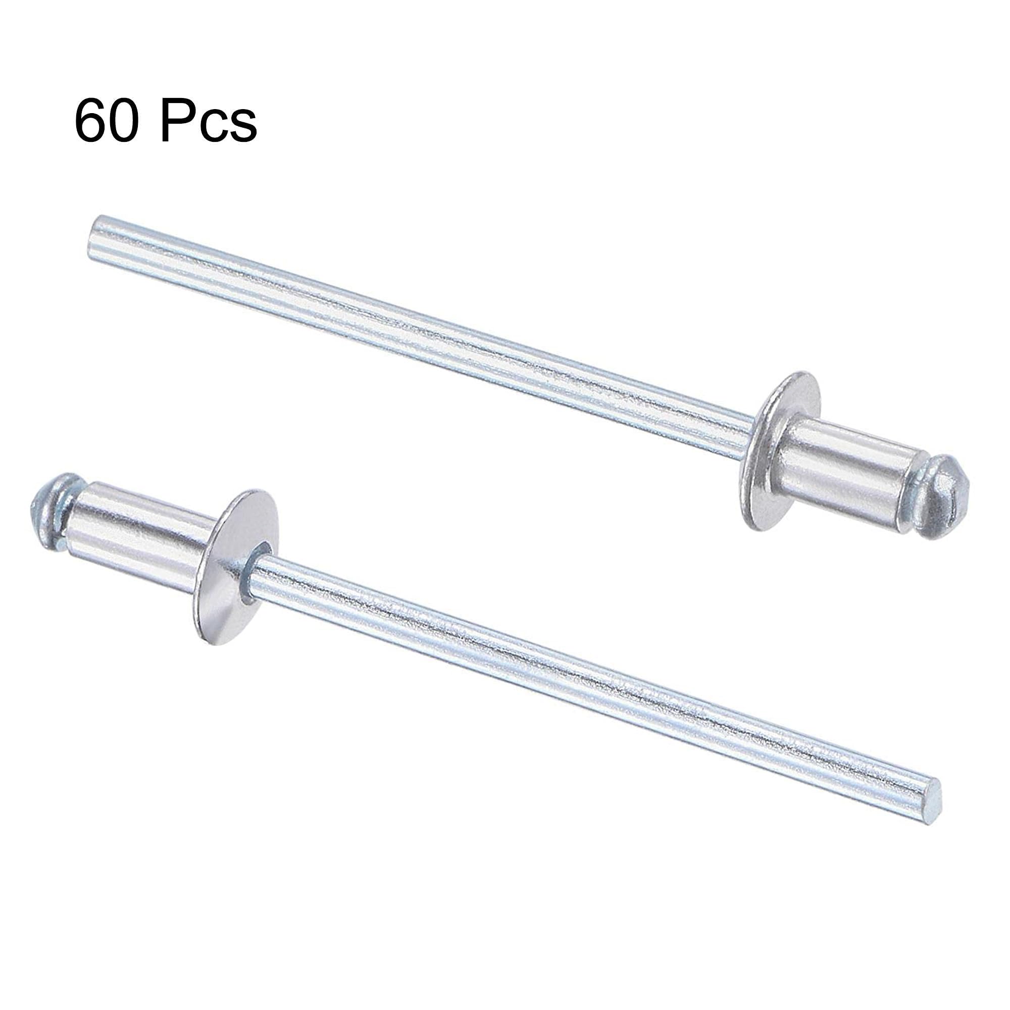TA-VIGOR 60Pcs 3.2mm x 5mm Aluminium Blind Rivets, Open End Pop Rivets with Dome Head - Image 3