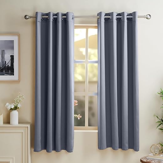 amazon basics - Room Darkening Blackout Window Curtains, 100% Room Darkening | 5 Feet |Set of 2| Plain Design | for Living...