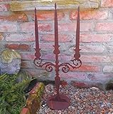 Metall mit Rostpatina Unbekannt DR-1157 DEKO KERZENLEUCHTER LEUCHTER ROST Metall 60cm HOCH LANDHAUSSTIL GARTENDEKO NEU