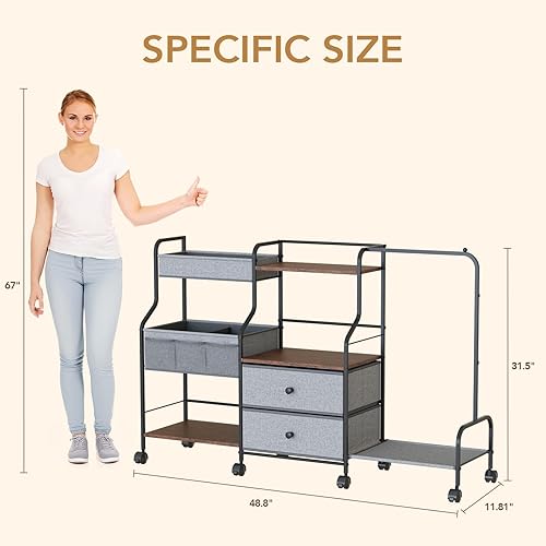 Miniatura 3 de BBLIKE Organizador de pañales con estante para colgar, carrito utilitario rodante de 3 niveles con cajones y divisores para almacenamiento