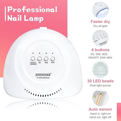 Miniatura 95 de JODSONE - Kit de esmalte de uñas de gel con lámpara ultravioleta de 32 colores, gel de uñas permanente para arte de uñas, estética u hogar, gel