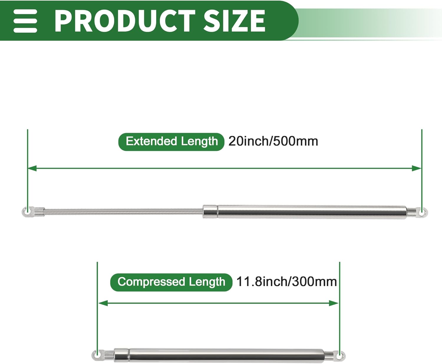 Motoforti 20inch/500mm 80lb/355N/35.5kg Stainless Steel Marine Lift Support Struts Boat Hatch Gas Springs 2 Pcs