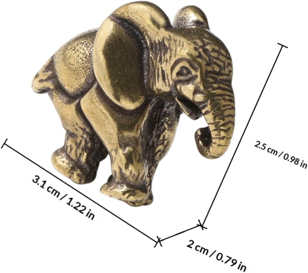 Miniature Brass Elephant Sculpture Xmas Antique Handheld Decorative Accent image 2