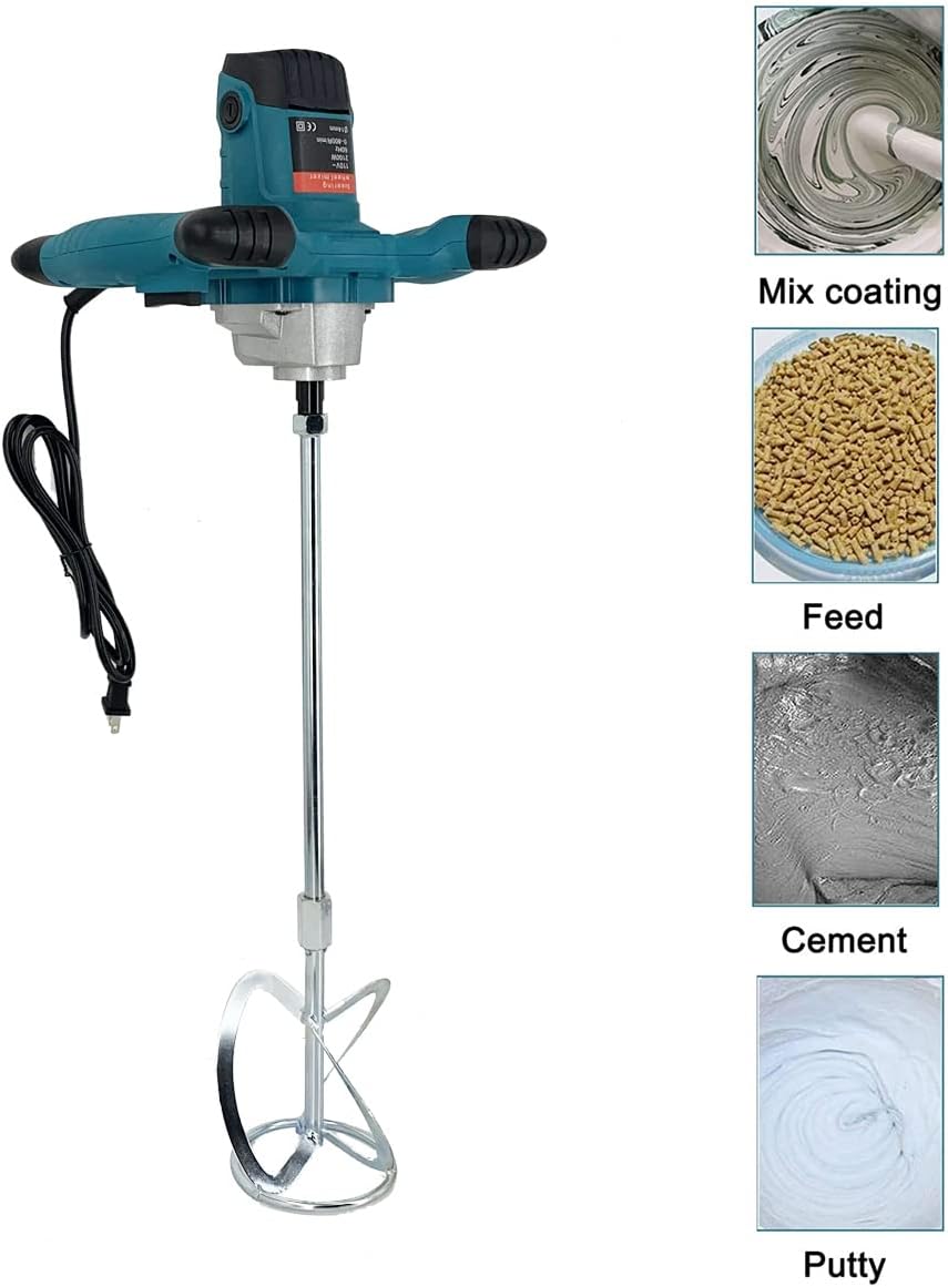 Electric Mortar Mixer 2100W 110V Portable Concrete Mixers, 6 Speed Handheld Concrete Cement Plaster Grout Paint Thinset Mortar Paddle Mixer Pro Drill Mixer Stirring Tool, Blue