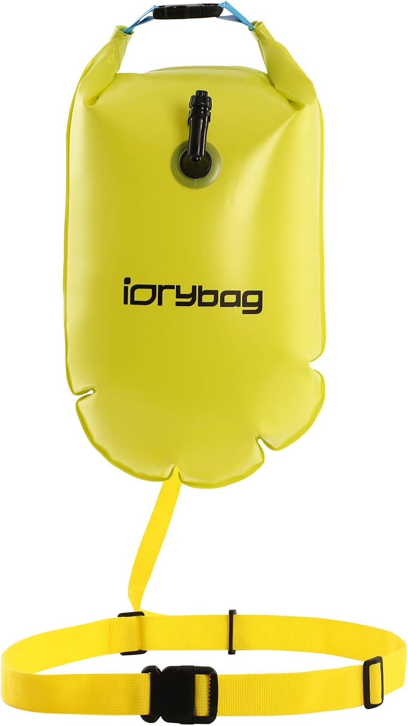 IDRYBAG Safety Swim Buoy Adult Tow Float 15L, Triathletes Open Water Swim Buoy Safe Training, Inflatable Float Swim Buoy for Floating, Kayaking, Swimming, Boating, Canoeing, Rafting, Surfing, Fishing