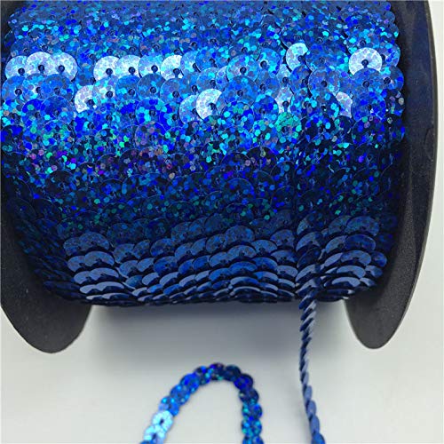 Cinta de adorno lentejuelas 6 mm en azul con acabado textil de alta costura