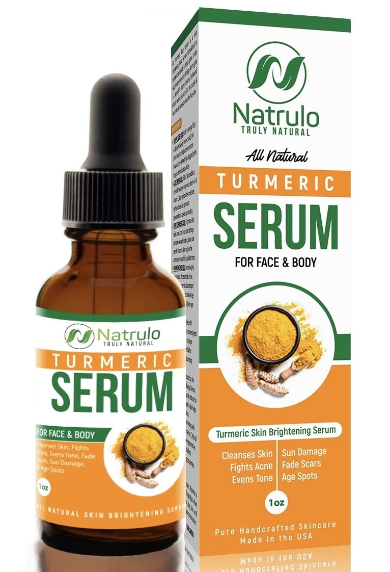 Turmeric Serum for Face & Body – All Natural Turmeric Skin Brightening Serum for Spots – Turmeric Facial Repair Serum Cleanses Skin, Fights Acne, Evens Tone, Minimizes Pores – Pure Turmeric Oil