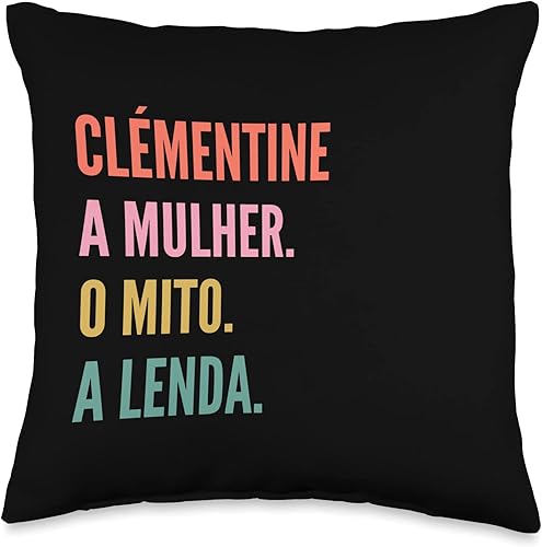Designs De Nomes Engraçados Para Mulher Funny Portuguese First Name Design-Clémentine Throw Pillow 16x16 Multicolor