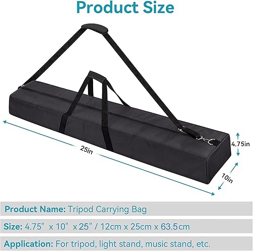 Miniatura 16 de Bolsa de transporte de trípode de 48 pulgadas de largo para altavoces y soportes de luz, postes de micrófono/micrófono, con correa de hombro