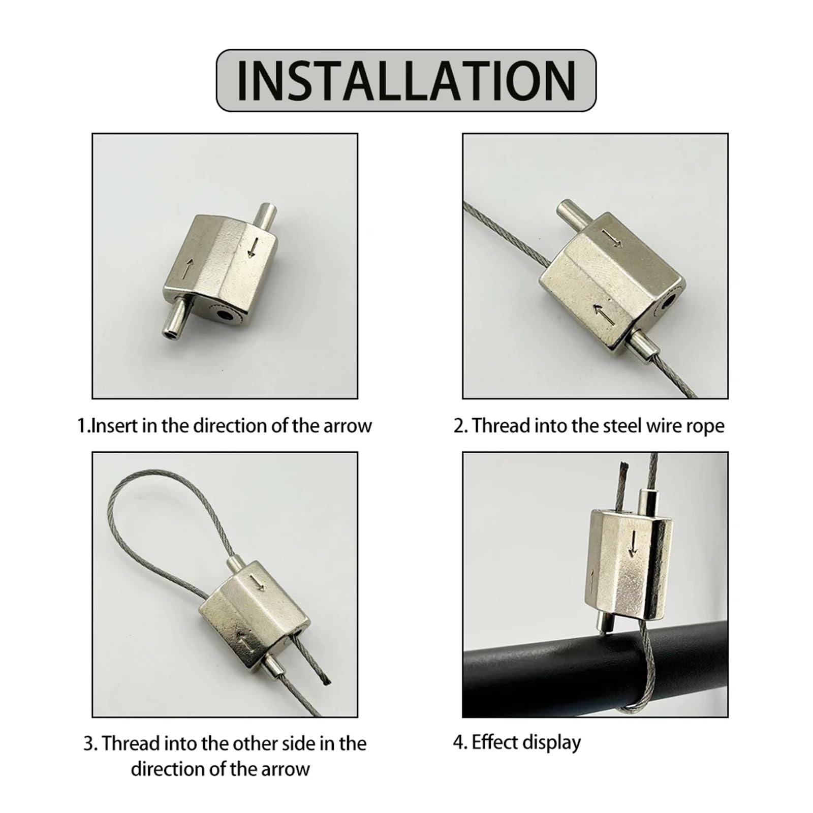 Abrazaderas/clips de cable acero mejorados 1,5 mm (2/10/50 unidades), dispositivo bloqueo clip bidireccional, más seguro y resistente Para Caminar Y Andar En Bicicleta(50pcs)