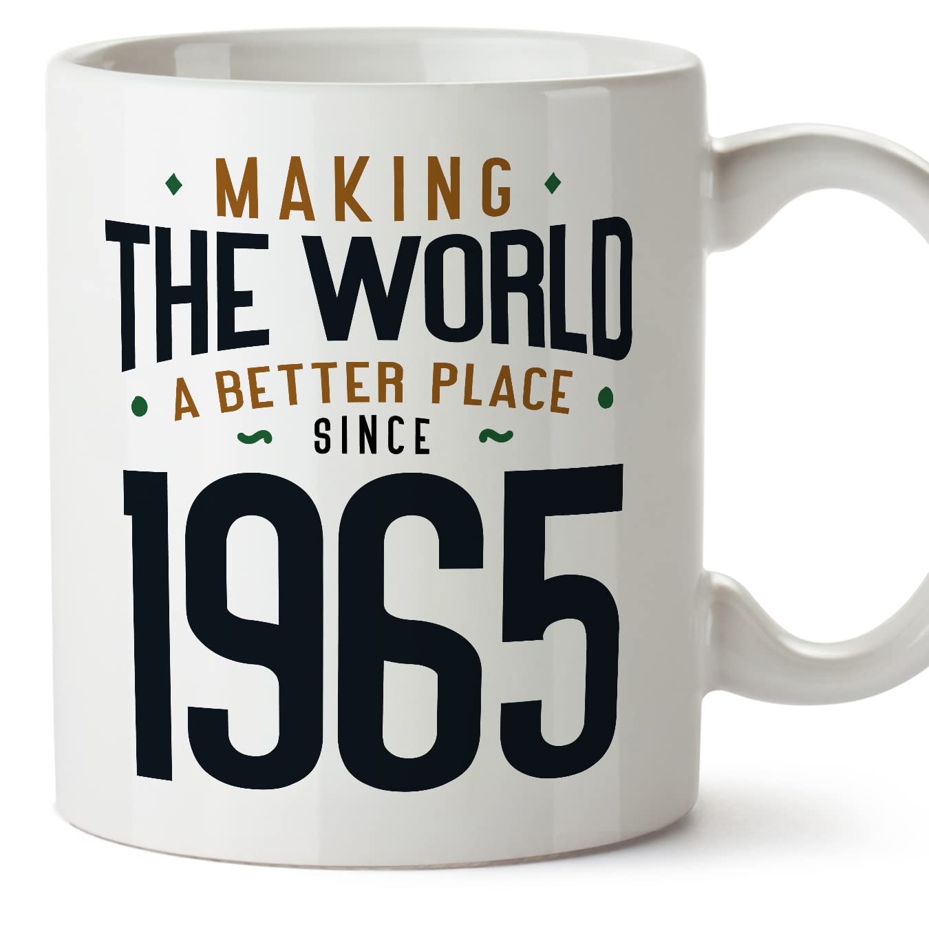 MUGFFINS 1965 Birthday Mug - in English - Making the World a Better Place - Funny Anniversary Present - 11 oz — image 1