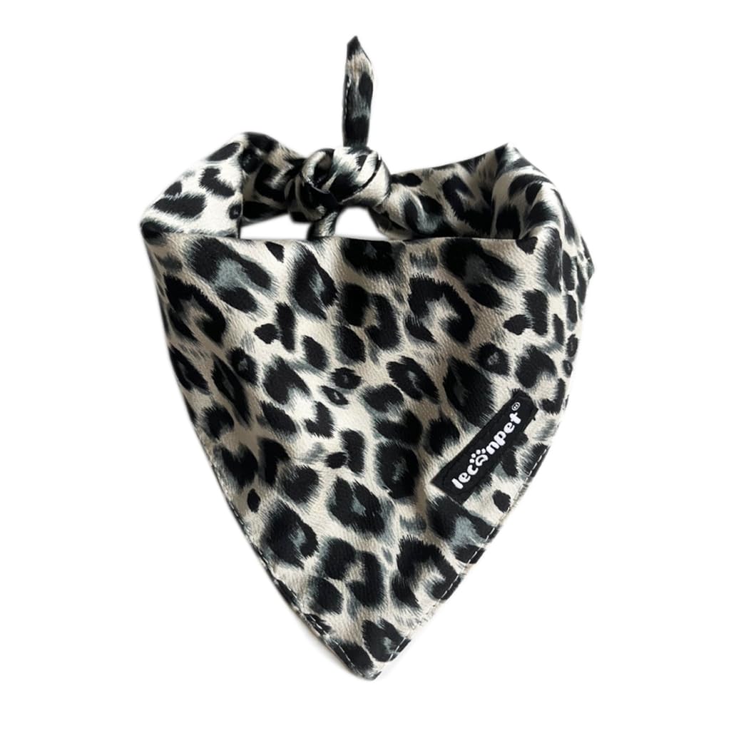 Leconpet Dog Bandana Dog Scarf for Small Medium Large Dogs Soft Triangle Puppy Cat Bandana Bib (Silver Leopard, L)