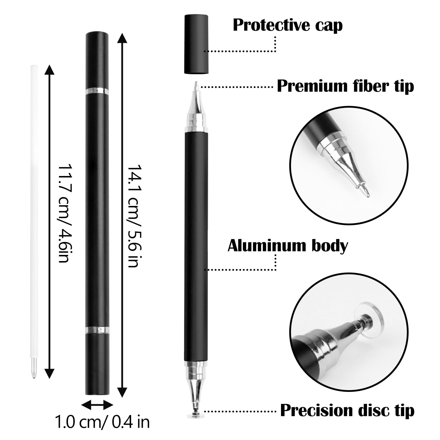 Stilo Capacitivo Penna Stilo 2 In 1 Con Diamante - 6 Pezzi, Inchiostro Nero E Touch Screen Penna Stilo Touch