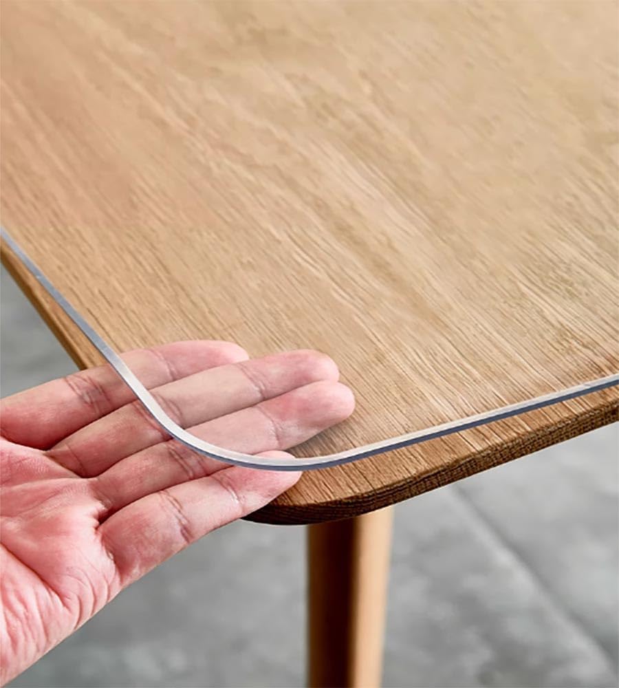 Custom Multisize Clear Table Cover Protector Water Resistant Plastic Rectangular Vinyl Non-Slip Desk Pad for Coffee Table/Writing Desk (24 inch Width,45 inch Length)
