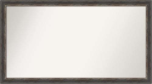 Amanti Art Espejo de baño marrón para sobre el fregadero, 28 x 50 pulgadas, espejo de tocador rectangular estrecho de corteza rústica, marco de