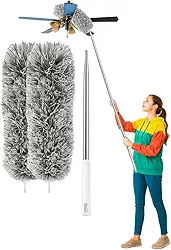 Espanador Extensível 2,80m com Haste Inox Flexível – Microfibra Lavável Antipoeira para Limpeza de Teto, Casa, Escritório, Ventilador e Locais Altos Premium