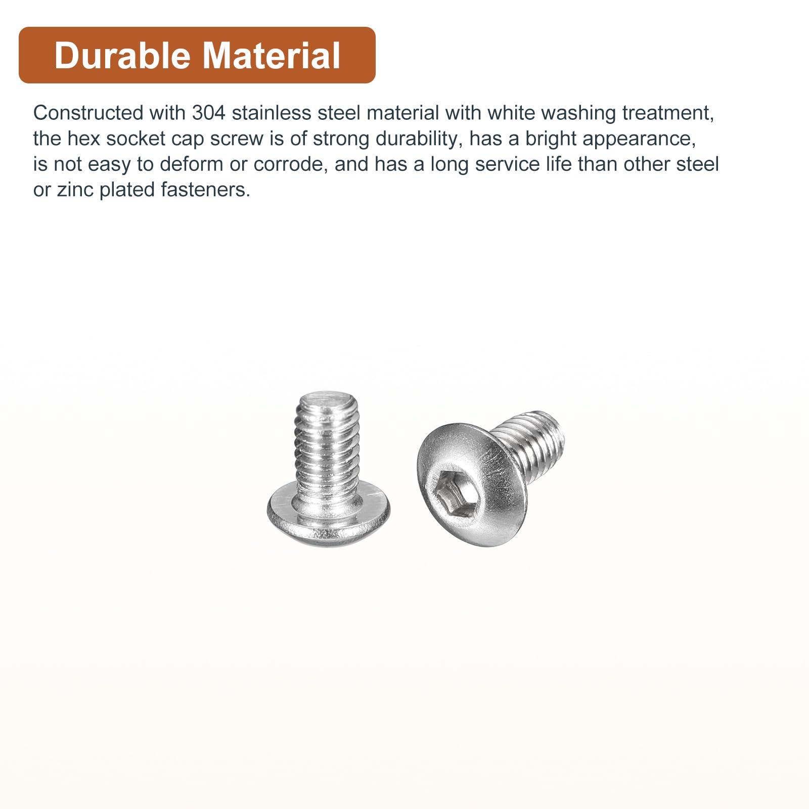 DTGN M4-0.7x8mm Button Head Socket Cap Screws - 80Pack - Good for Machine - 304 Stainless Steel 18/8 - Hex Drive Full Thread Fasteners - Image 3
