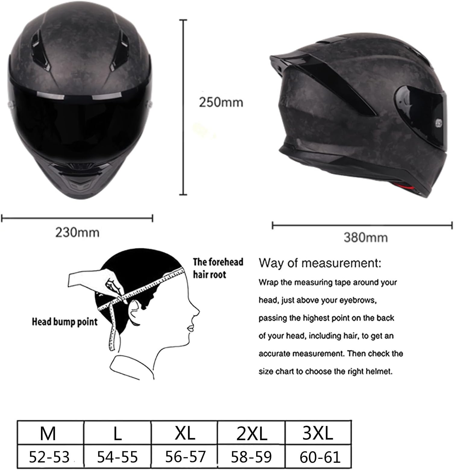 Carbon Fiber Motorcycle Helmet Full Face with HD Visor DOT/ECE Approved Motorbike Moped Street Bike Racing Helmet Snowmobile Helmets for Men Women,Red,M52~53cm