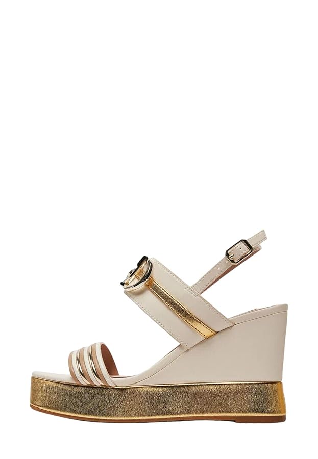 Karen 05 Liu Jo Bicolor Wedge Sandals, Butter S1858, 6 UK