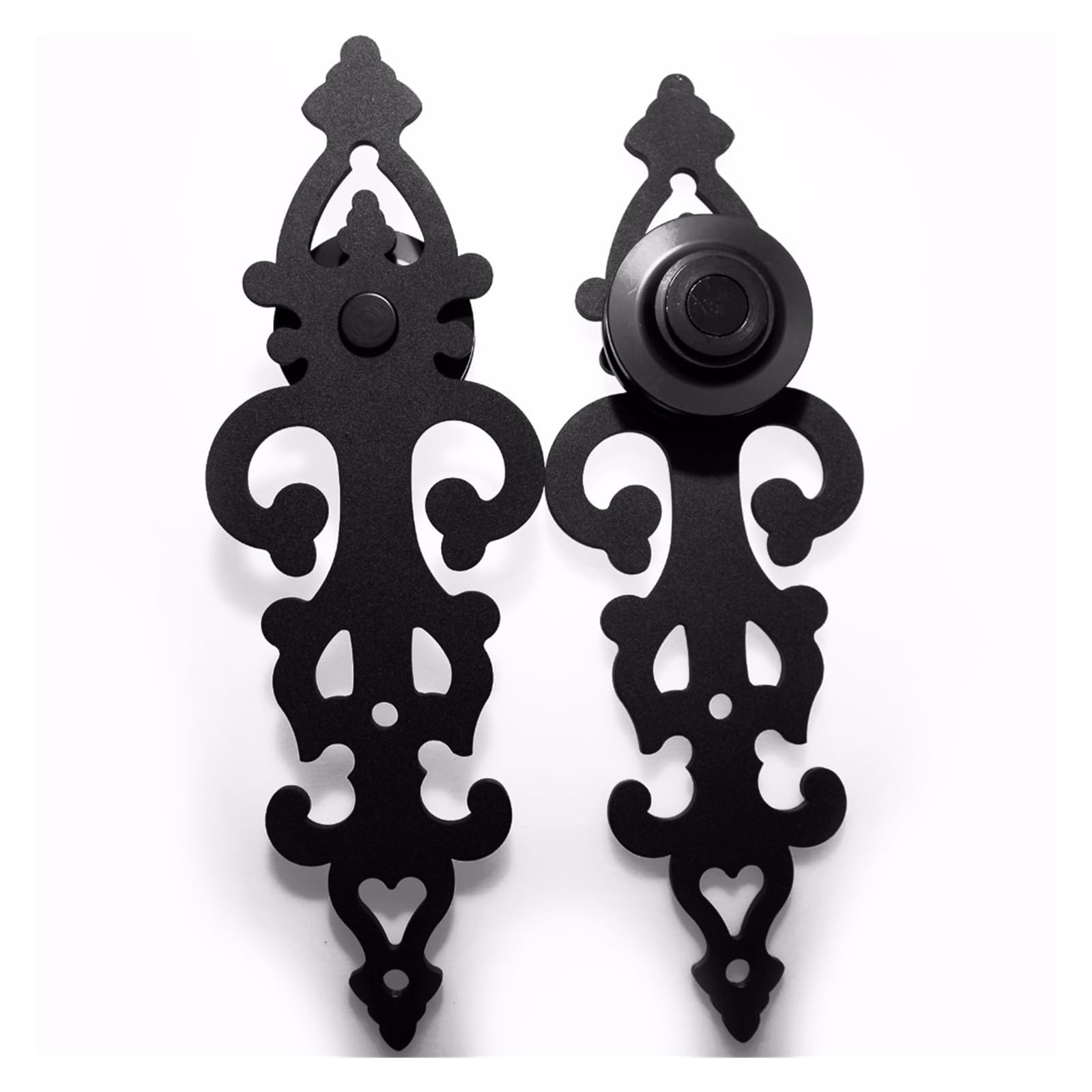 Kit de puerta de granero, 6,6 pies/7 pies/9 pies puerta corrediza de Granero de alta resistencia Kit de herrajes for puertas corredizas de madera modernas, rodillo de acero negro for una sola puerta(4
