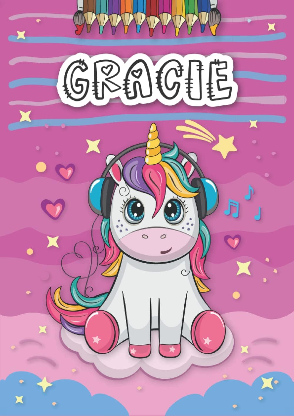 Gracie: Personalized Coloring Book for Gracie | Theme: Unicorn | Birthday gift for girl, daughter ... | Ages: 4-8 | 25 unicorn designs with name Gracie, Large size A4 (ca. 8.5 x 11 inches)