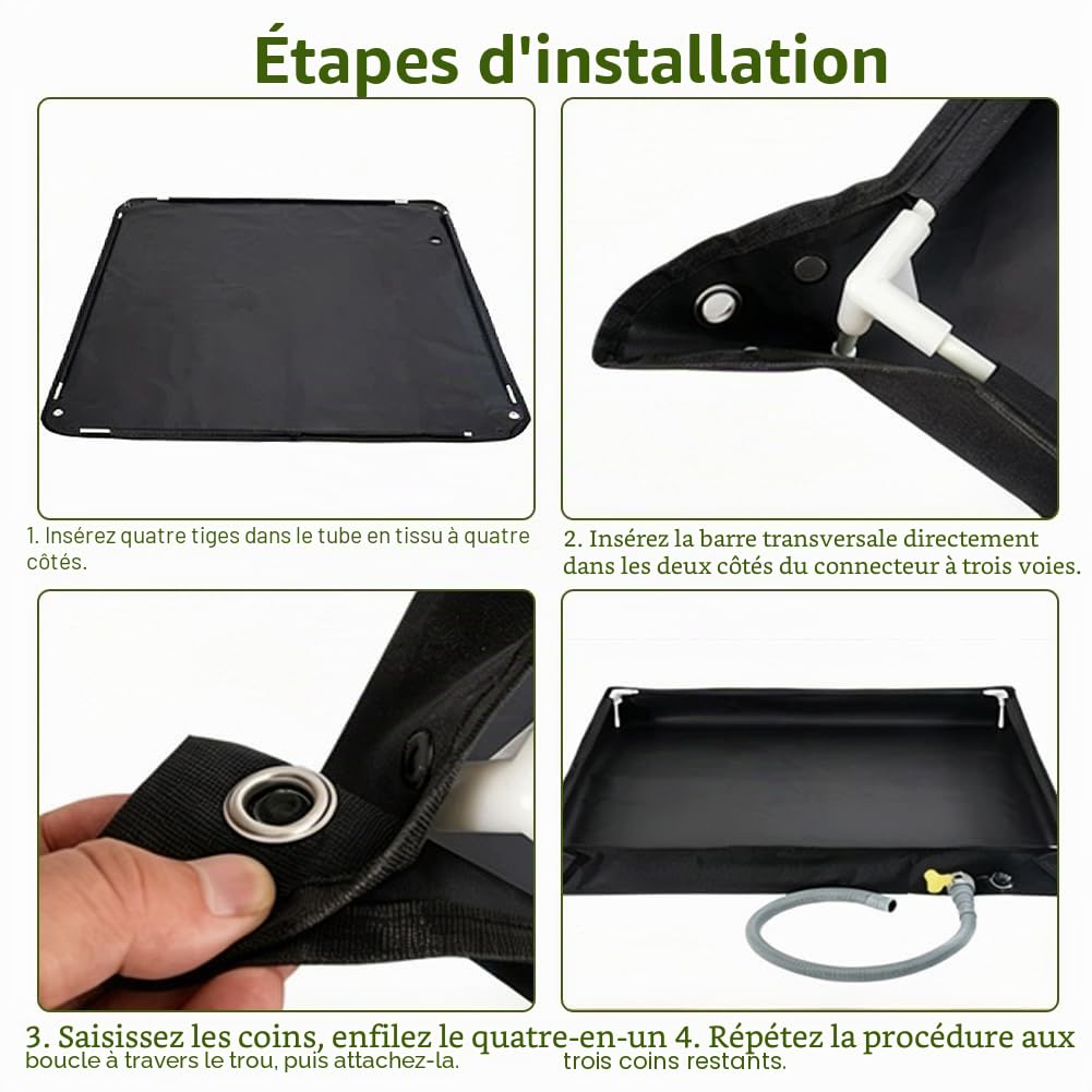 Receveur de douche portable 80 x 80 x 10 cm, base de douche pliable, bac de douche de camping avec tuyau de vidange de 1 m, Oxford durable, imperméable, sol de tente, base de douche de camping, pour