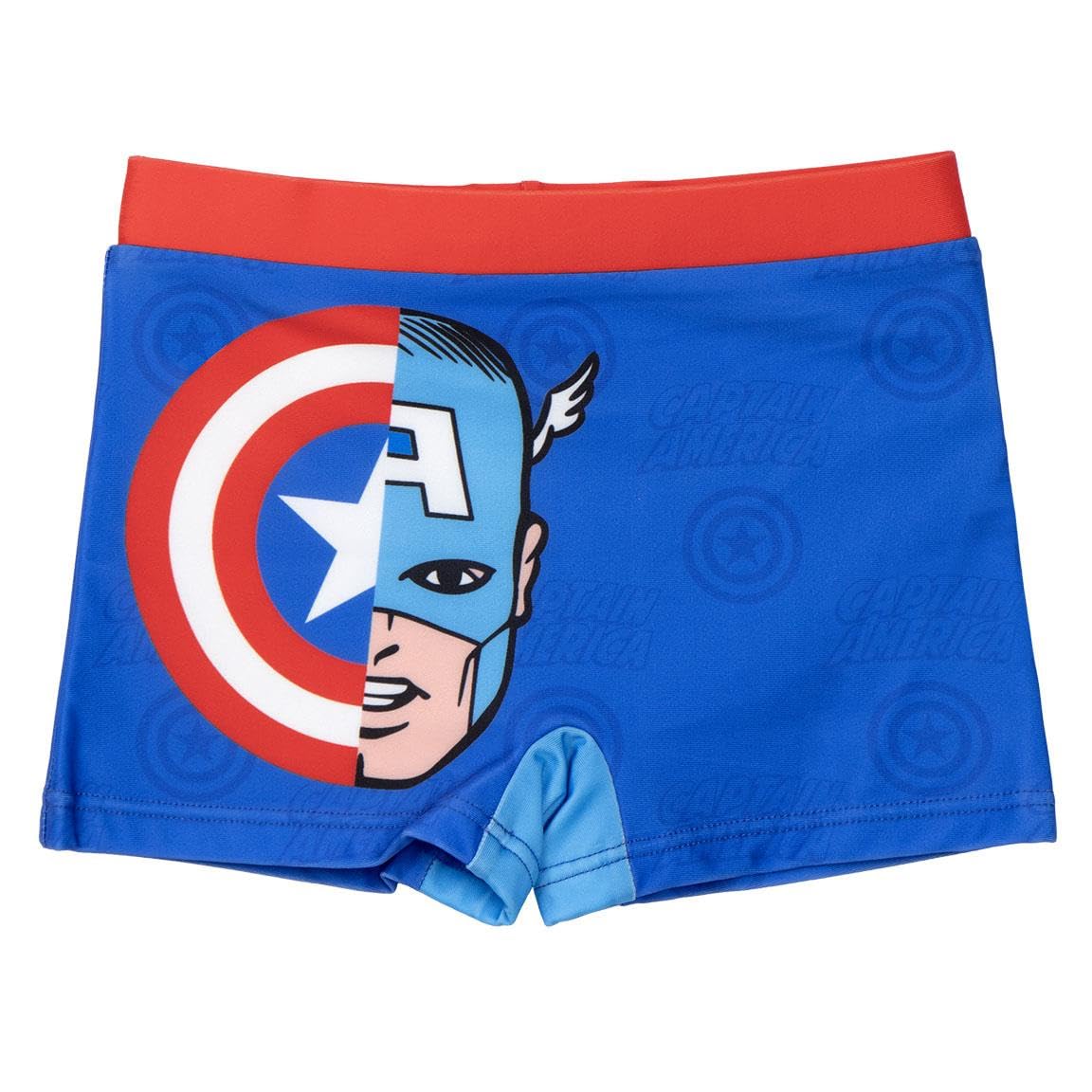 Marvel Avengers Bañador para Niño, Capitan America Shorts de Baño Boxer, Bañador de Natación para Niños, Talla 8 Años | Azul