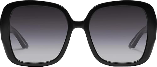 QUAY - Women's Sunglasses, Square Lenses with UV Protection (Full Glam, Black/Sm
