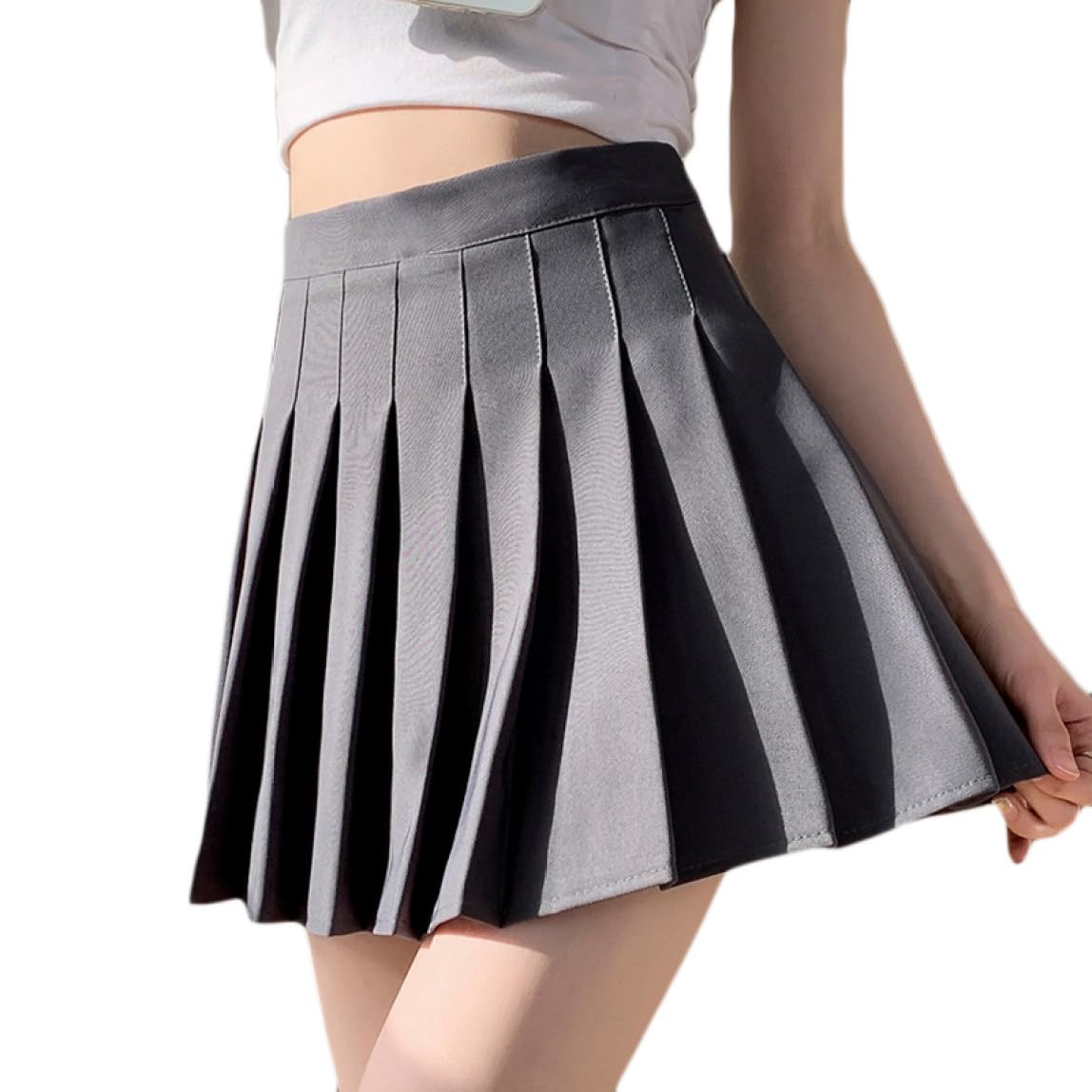 HOMME GIRLS グレー ミニスカート XS インパン裏地付きボックスプリーツミニスカート[fo2063] | レディース