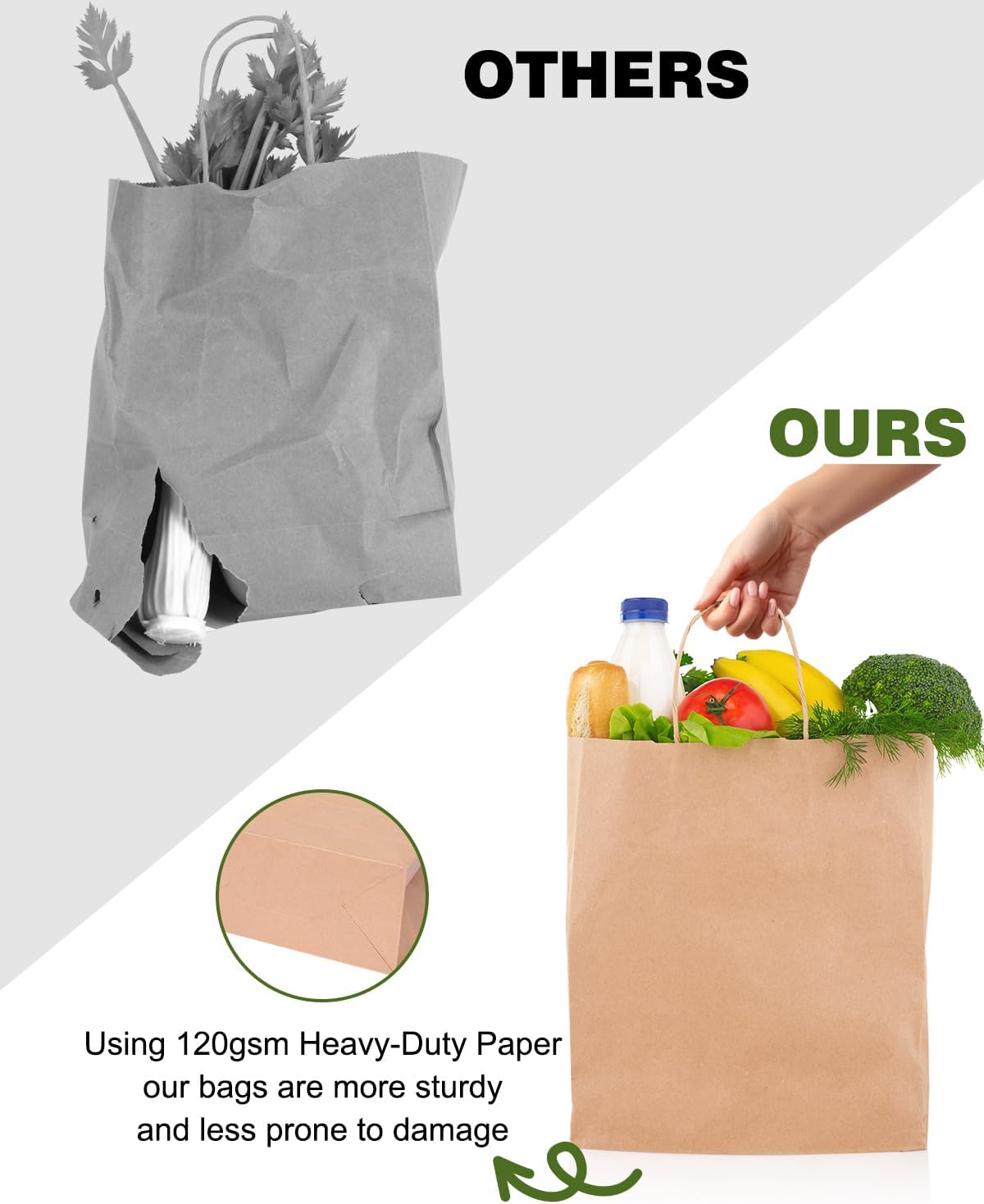 OUTUXED 75pcs Kraft Paper Brown Bags with Handles [3 Sizes 10/35/30] - Heavy-Duty Bulk Gift Bags for Retail, Birthday, Party Favors, Merchandise & Shopping (8lbs Capacity) - Image 4