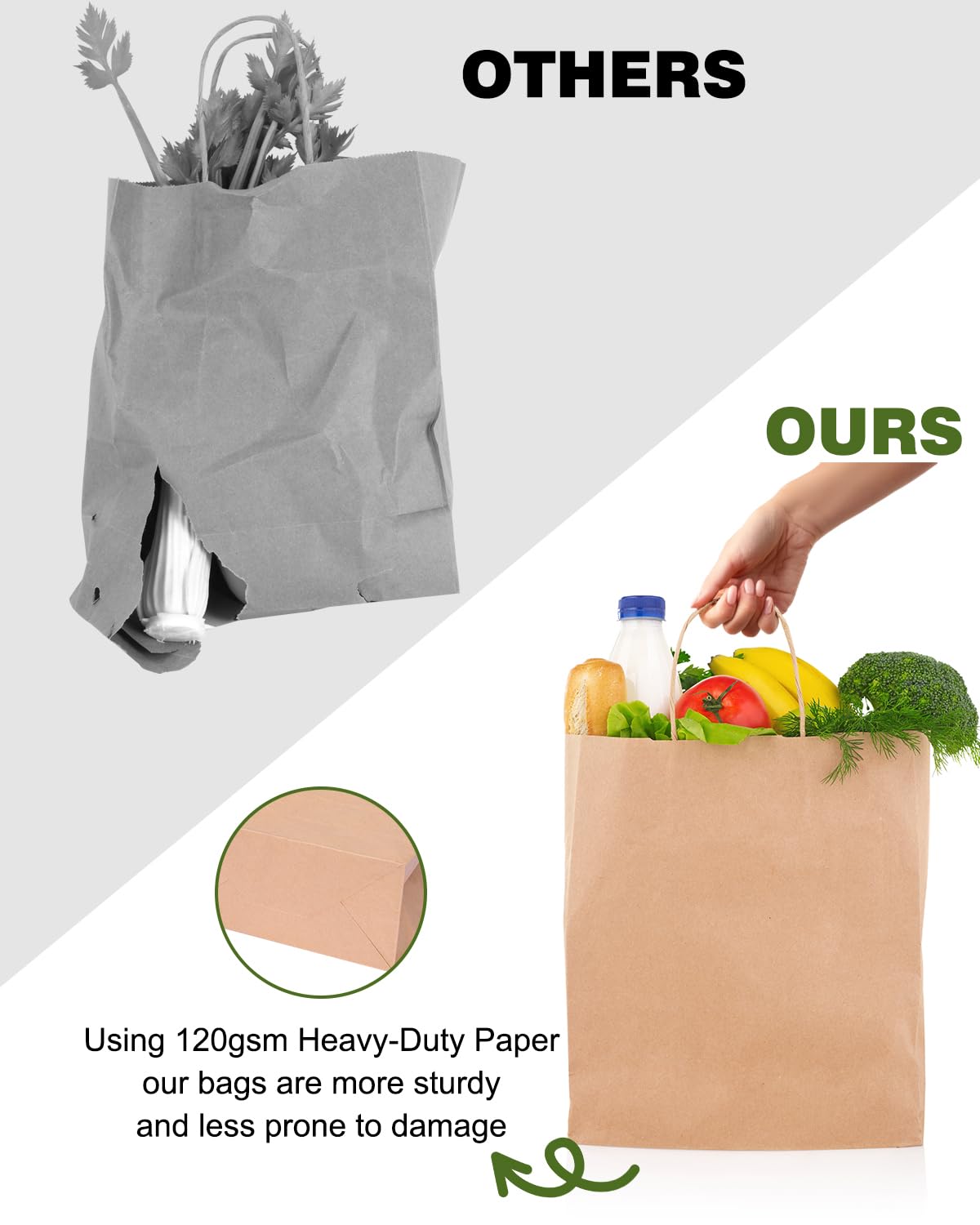 OUTUXED 75 bolsas de papel marrón con asas, bolsas de papel kraft de varios tamaños, bolsas de regalo a granel para venta al por menor, mercancía, negocios, compras, fiesta