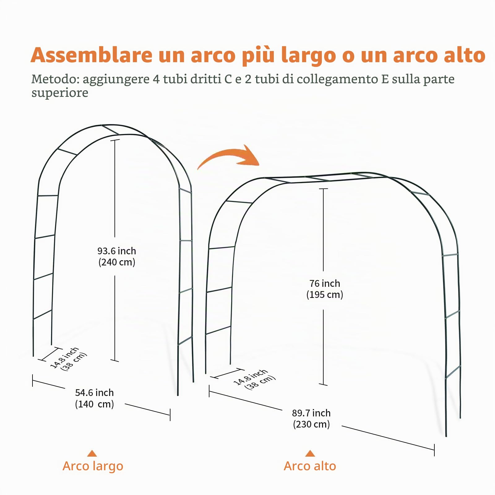Mr. Ton Garden Arch, Arco di nozze, Pergolato da giardino per interni ed esterni, varie piante rampicanti, altezza 7'8 x larghezza 4'5 cm