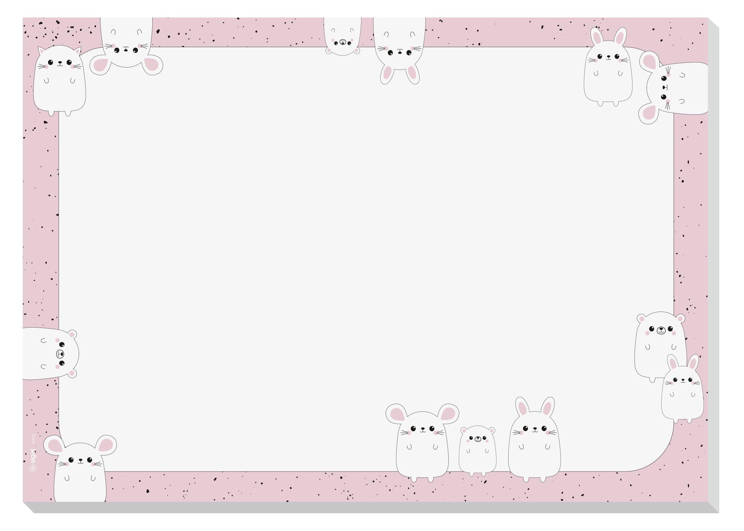 SIGEL HO925 Sous-main papier Kawaii Friends A3 80 g/m² FSC bloc détachable antidérapant 30 feuilles noir/blanc/rose