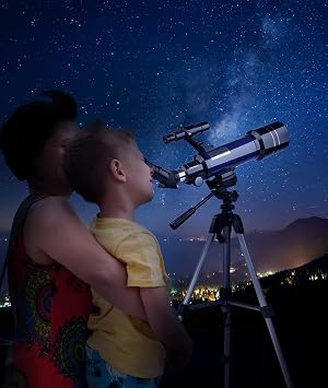 Telescope, 70mm HD Refractor 16X-200X Telescope for Kids and Astronomy Beginners, 400mm Length Adults Astronomical Telescope with Tripod, Backpack, Phone Adapter Green