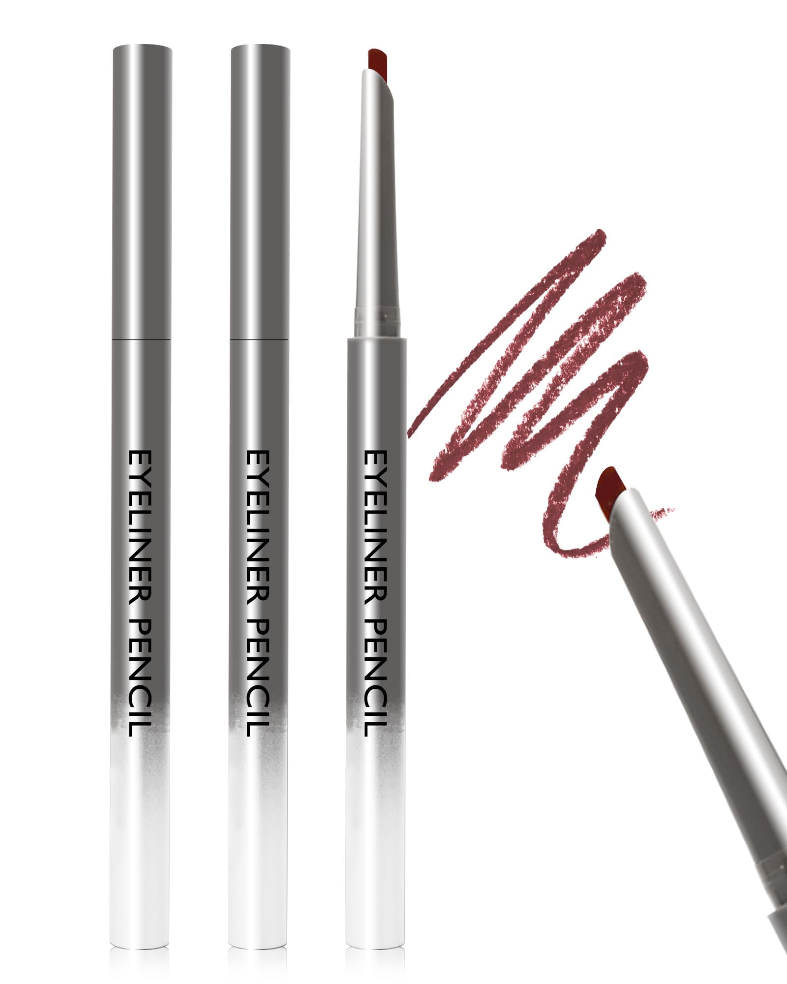 2 Pcs Burgundy Eyeliner Pencil Set, Waterproof Waterline Matte Gel Eyeliner, Long-Lasting Sweatproof Smudge Proof Gel Eye Liner Pencils for Women,