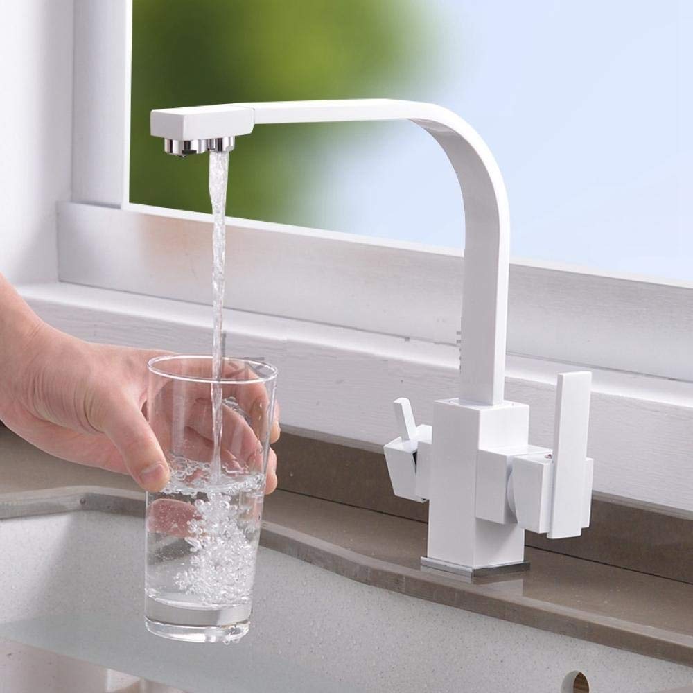 FCXWEVR 360-Degree Rotating Kitchen Faucet, 3-Way Water Filter Tap, Brass Sink Mixer, Durable Kitchen Sink Taps, Adjustable Water Flow, Modern Kitchen Accessories