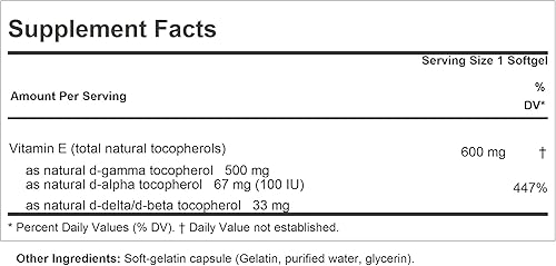 Miniatura 2 de ANDREW LESSMAN Ultimate Gamma Vitamin E 180 cápsulas blandas  500 mg de tocoferol gamma, vitamina E protectora. Cuatro formas de alta potencia de