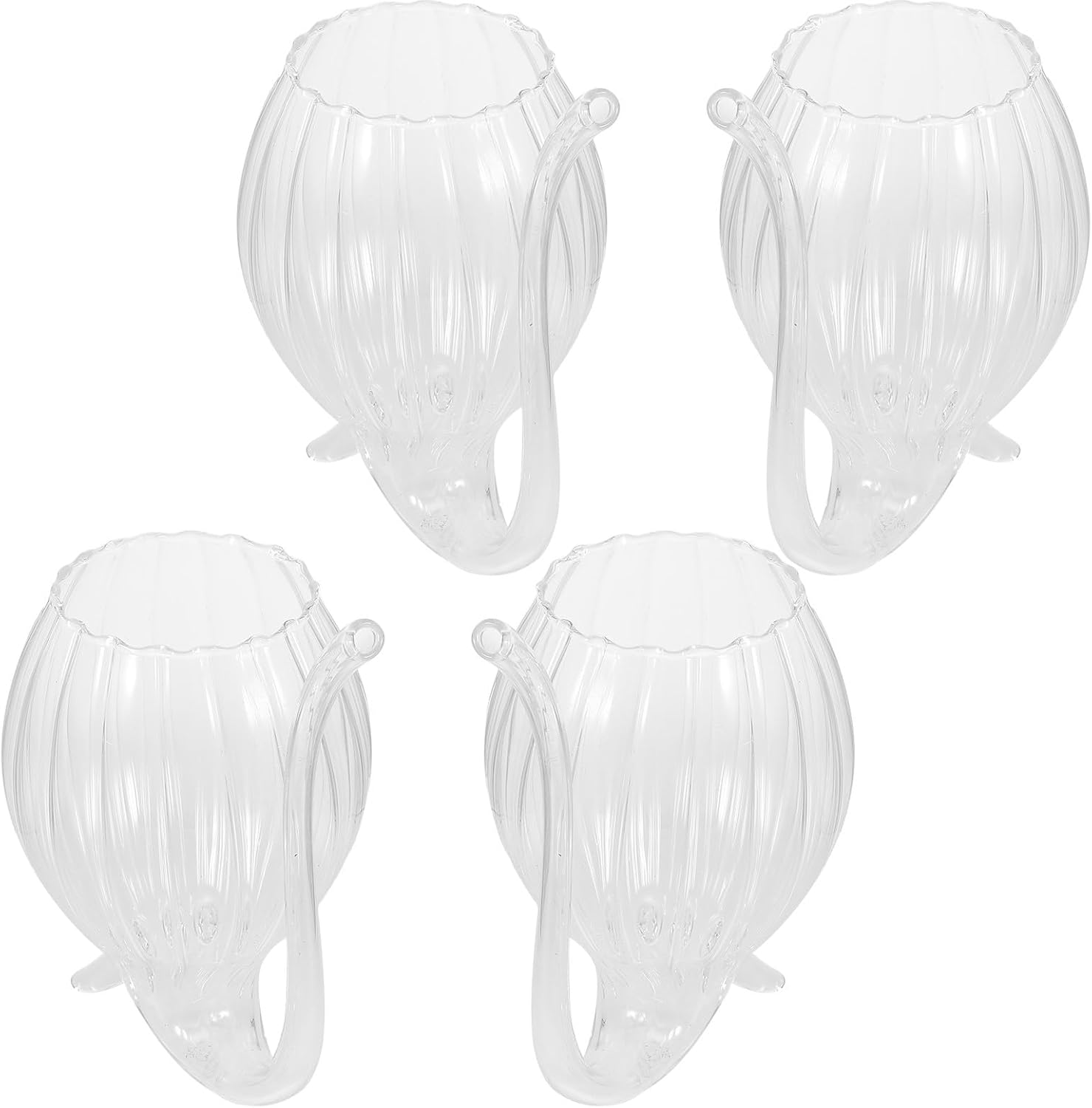 Creative 4pcs Heat-resistant Glass Cocktail and Wine Juice Cups 300ml Stripe Design for Holiday and Party Drinkware