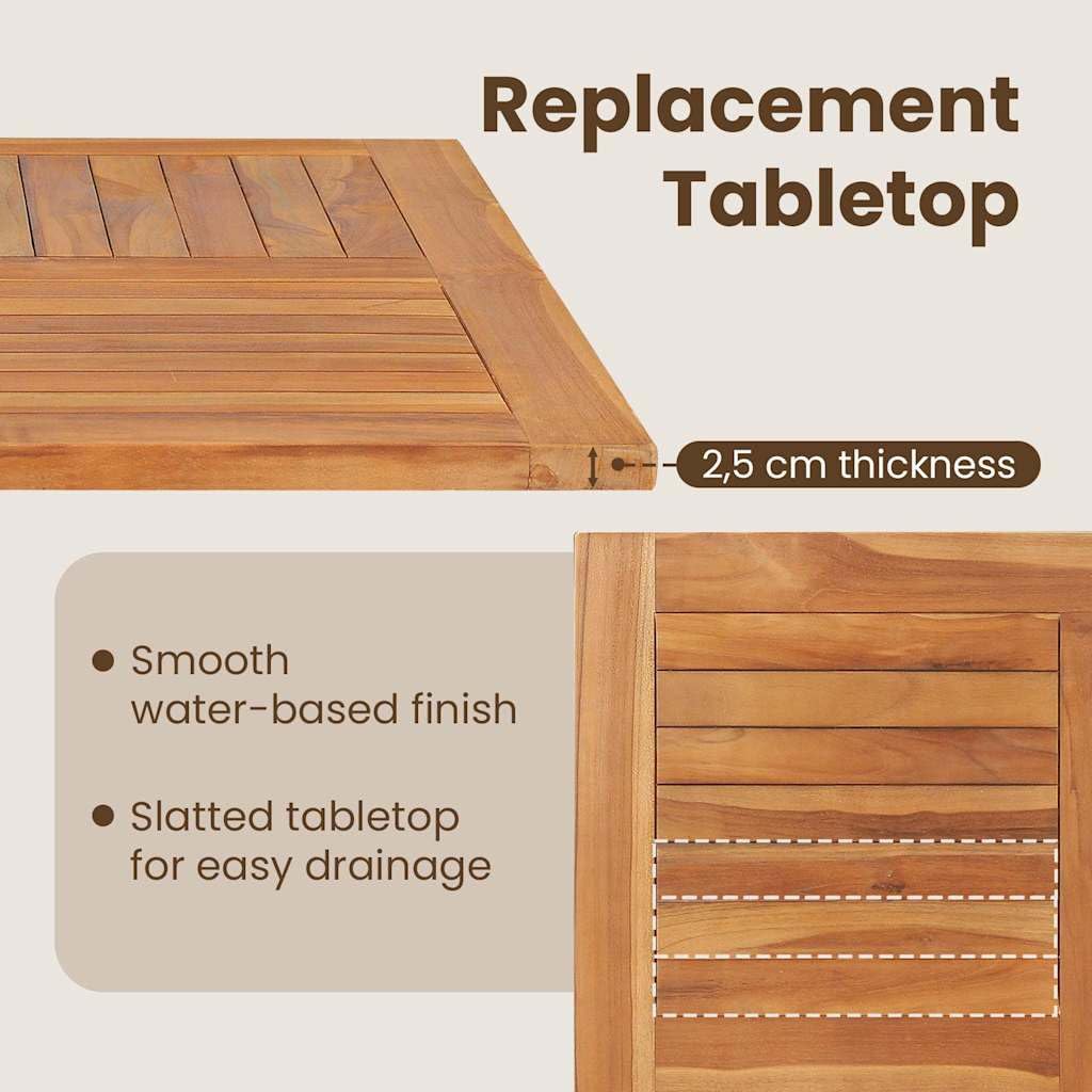 vidaXL Superficie de Mesa Cuadrada de Repuesto de Comedor Jardín Patio Encimera Escritorio Facíl Limpie 90x90x2,5 cm