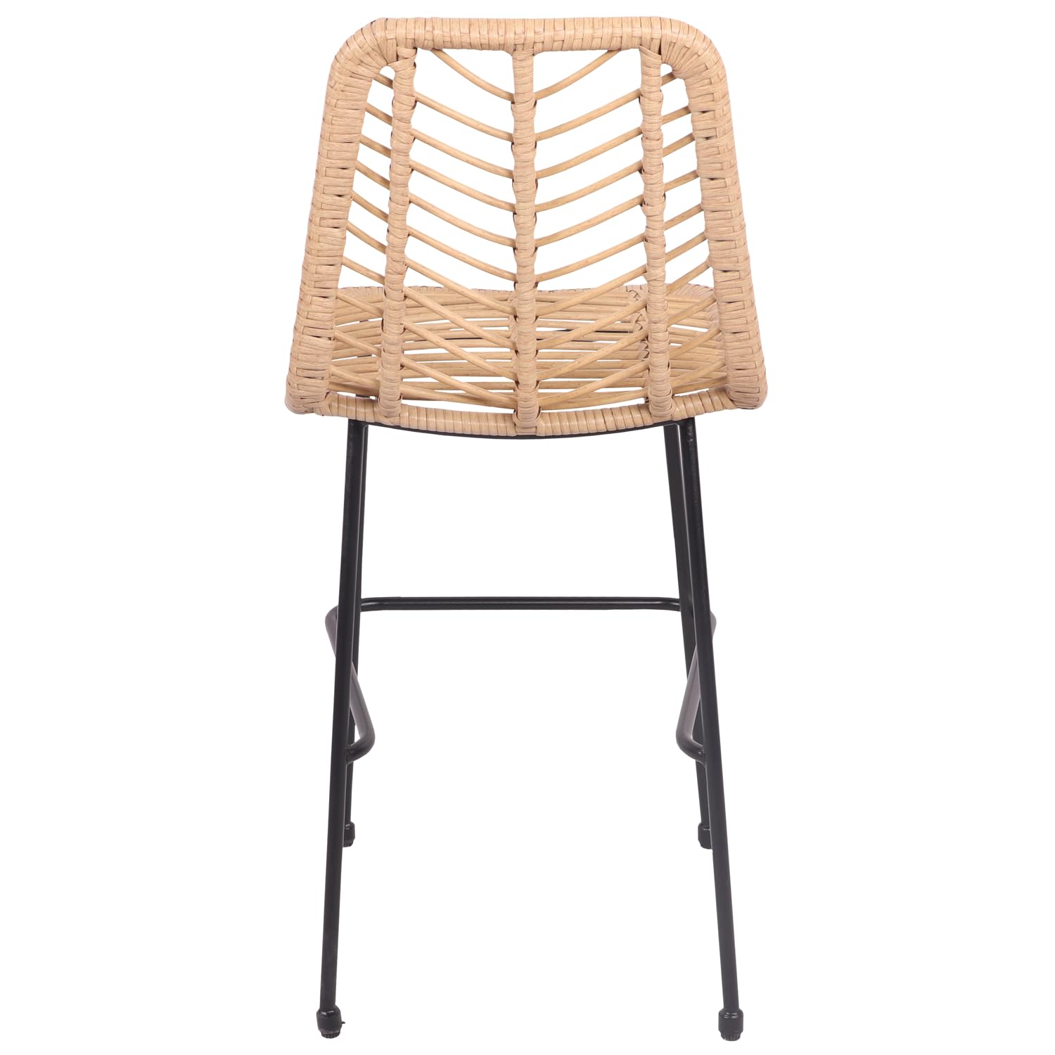 Happy Garden Lot de 2 tabourets de Bar en rotin synthétique OKA avec Repose-Pieds, Tabourets avec Dossier Marron