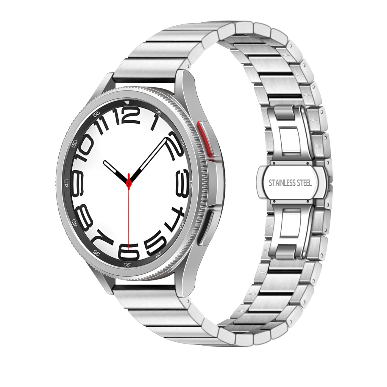 Bracelet de rechange en acier inoxydable compatible avec Samsung Galaxy Watch 6/5/4/Active 2, 4 Classic Band 46 mm, 42 mm/Galaxy 3 41 mm, 20 mm à dégagement rapide en acier inoxydable pour