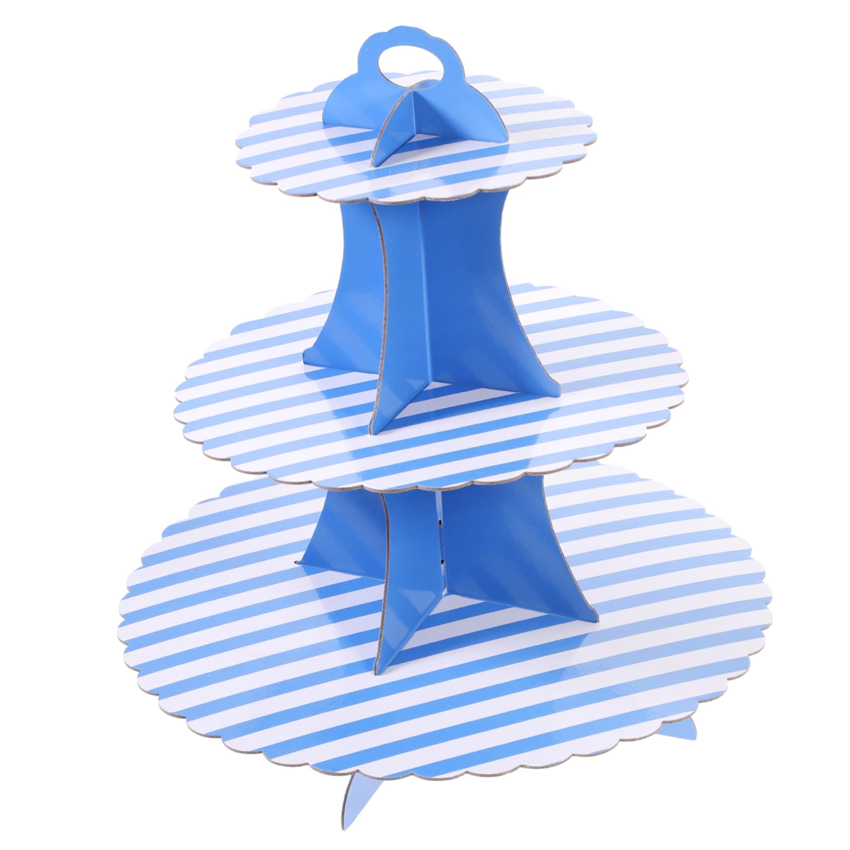 KICHOUSE 1Set Tiered Cupcake Stand Holder Striped Dessert Display Stand for Birthday Wedding Shower Easy Assembly Sturdy Versatile