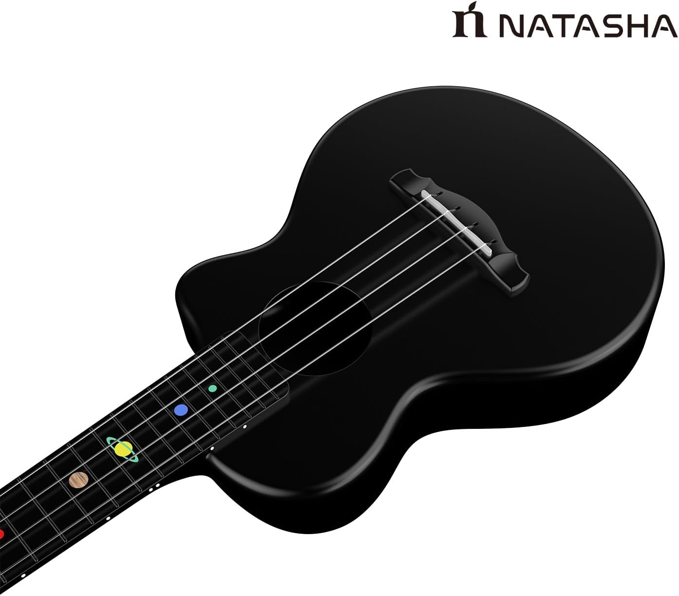 Natasha Asteroid Carbon Fiber Ukulele, 23-inch Travel Ukuleles,Integrated Casting With Carbon Fiber Composite Material, perfect for beginners (Cosmic Black)